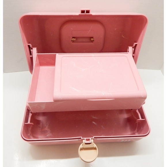 Caboodles On The Go Girl Pink Makeup Classic Carrying Case Box Marbleized Pink - Picture 7 of 14